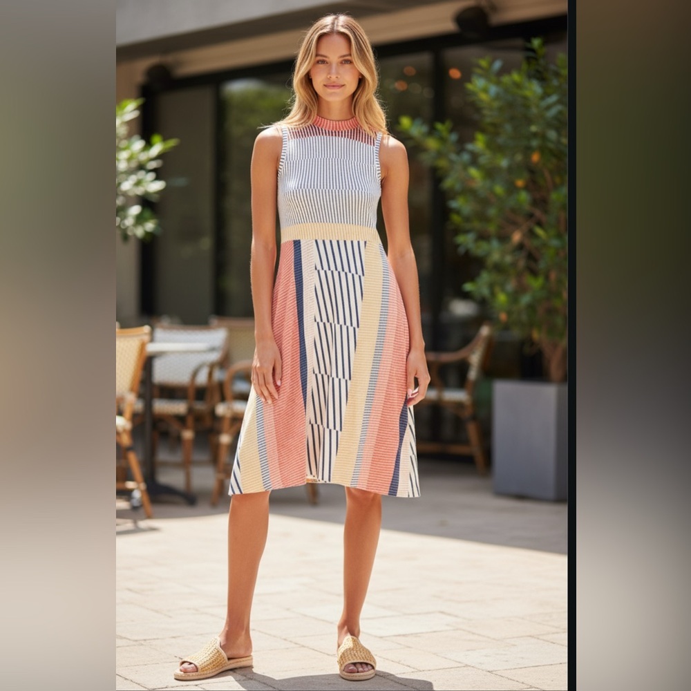 Anthropologie (Maeve Cleary)Multicolor Striped Midi Dress size large - Picture 2 of 8